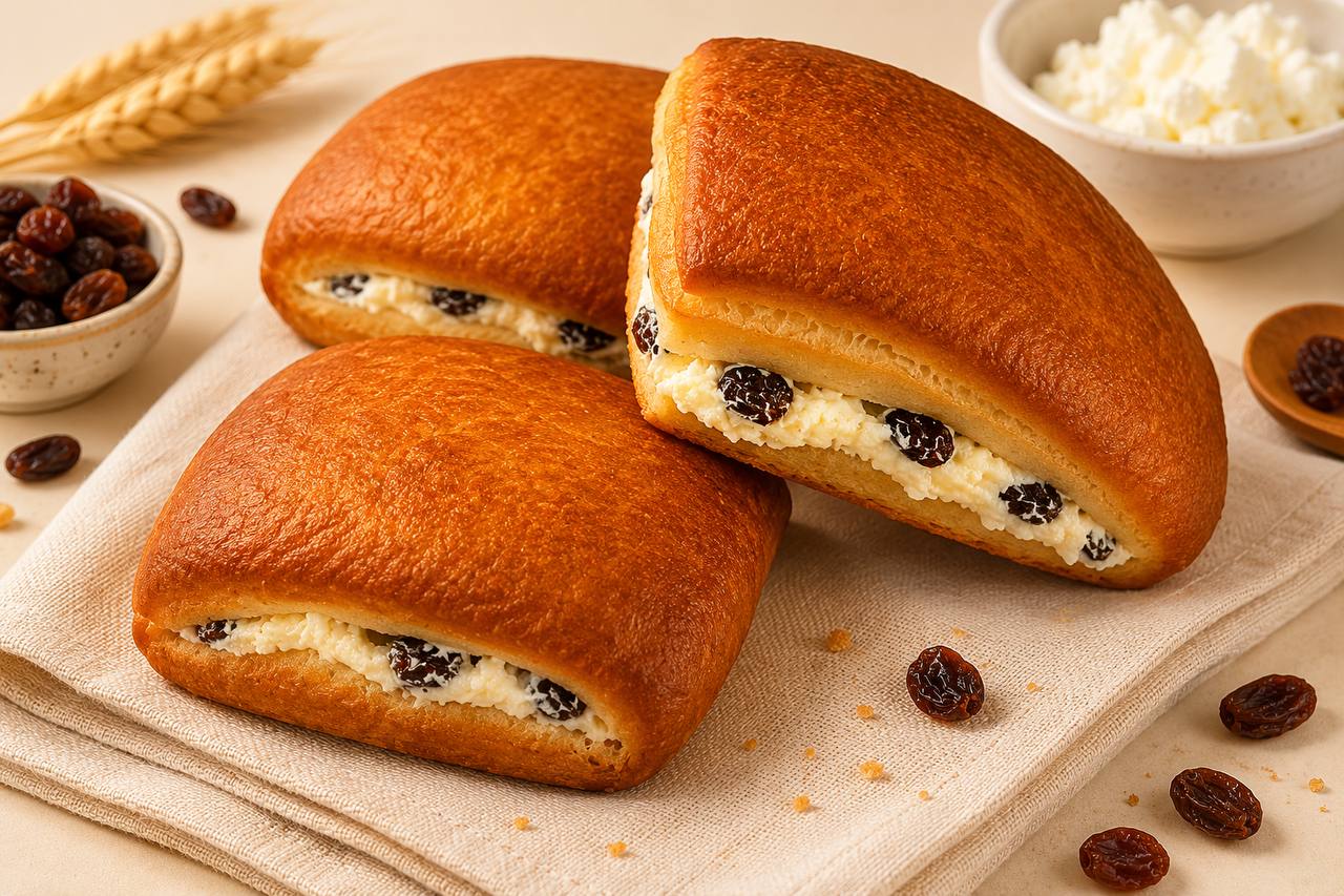 Булочка «Бриошь» с творогом и изюмом